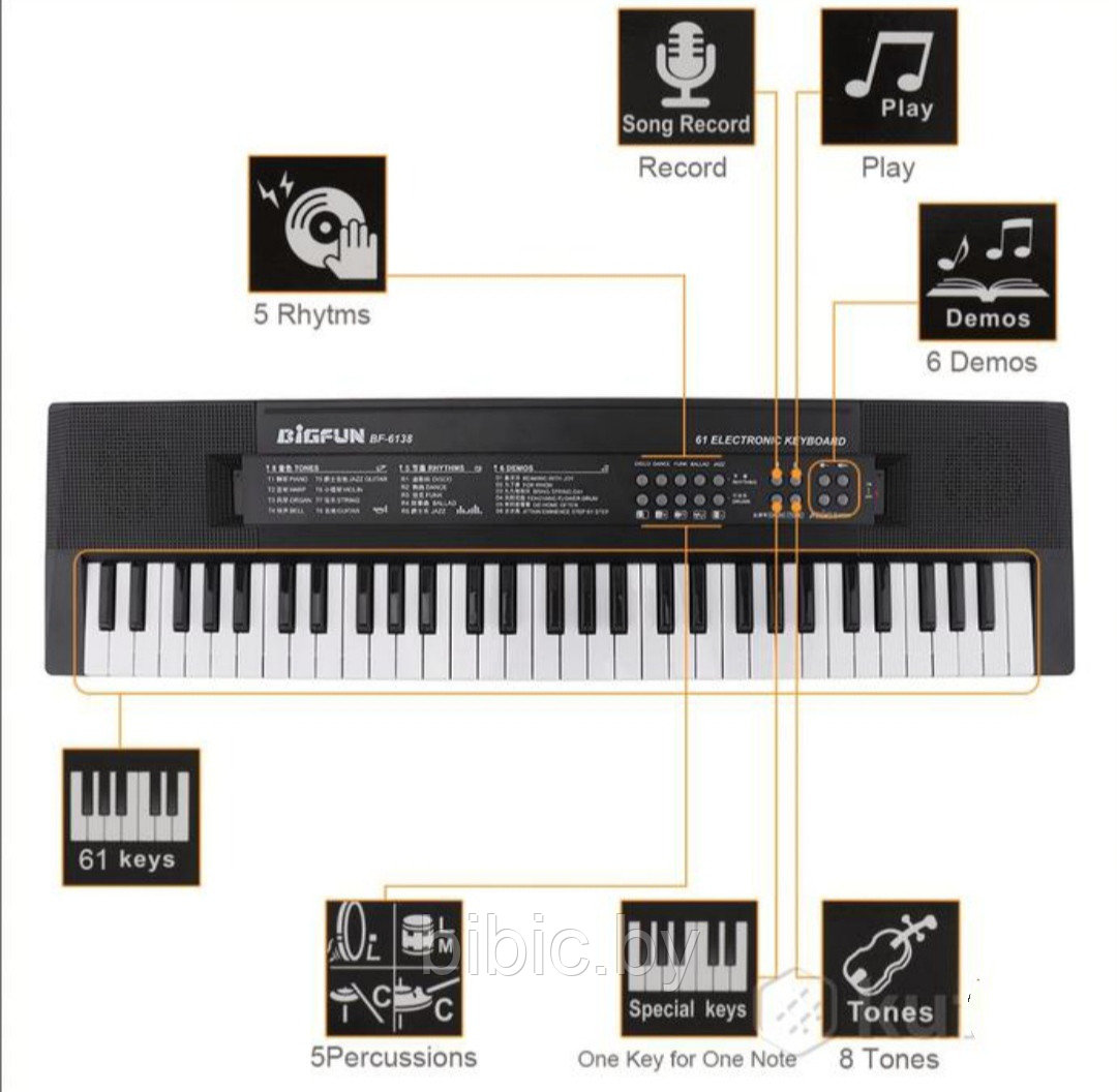 Детский синтезатор, пианино 61 клавиша, хороший звук - фото 4 - id-p196831244