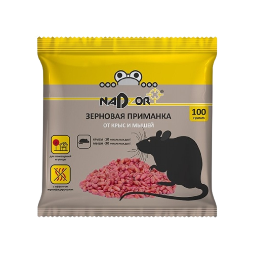 Надзор Nadzor зерновая приманка от мышей и крыс, 100 г - фото 1 - id-p196831593