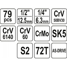 Набор инструмента 1/2", 1/4" XXL (79пр.) CrV "Yato" YT-38911, фото 3