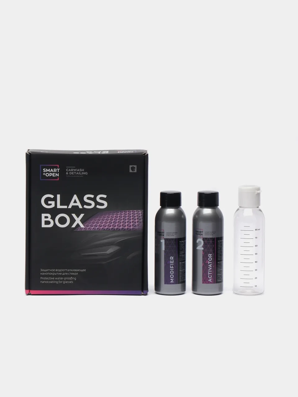 Glass Box - Нано-покрытие для стекол водоотталкивающее| Smart Open | Комплект - фото 2 - id-p184728174