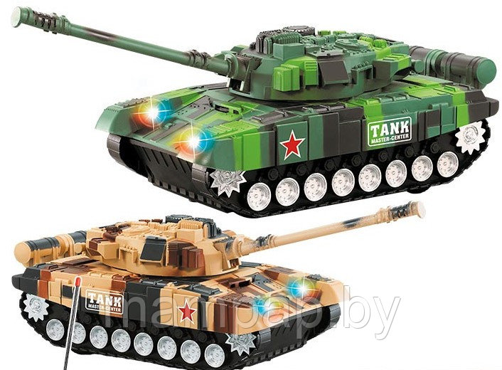 Танковый бой на РУ DY987-T8 (27MHZ/40MHZ) 1:18 со световыми и звуковыми эффектами