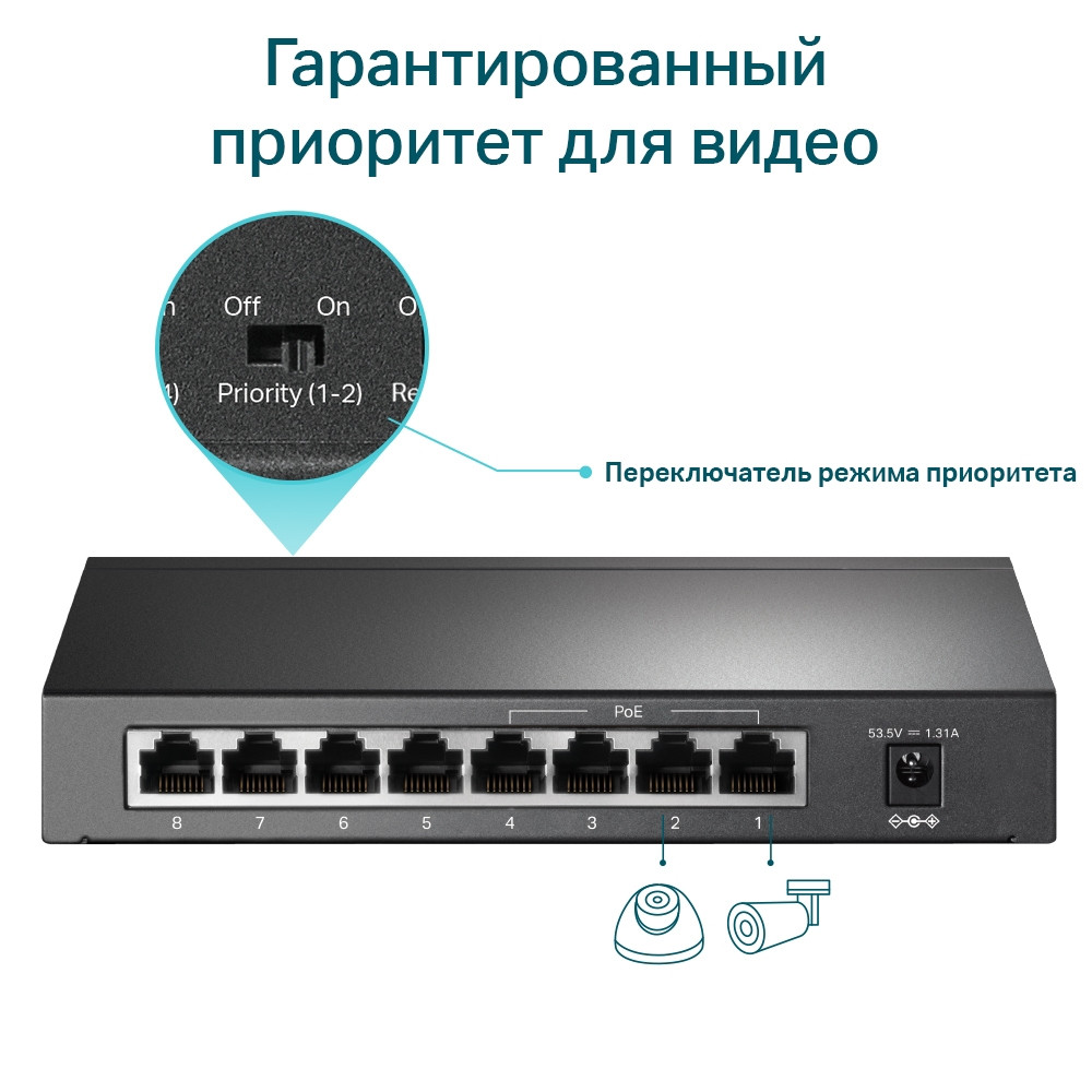 Коммутатор TP-Link TL-SF1008P v7 - фото 4 - id-p196842388