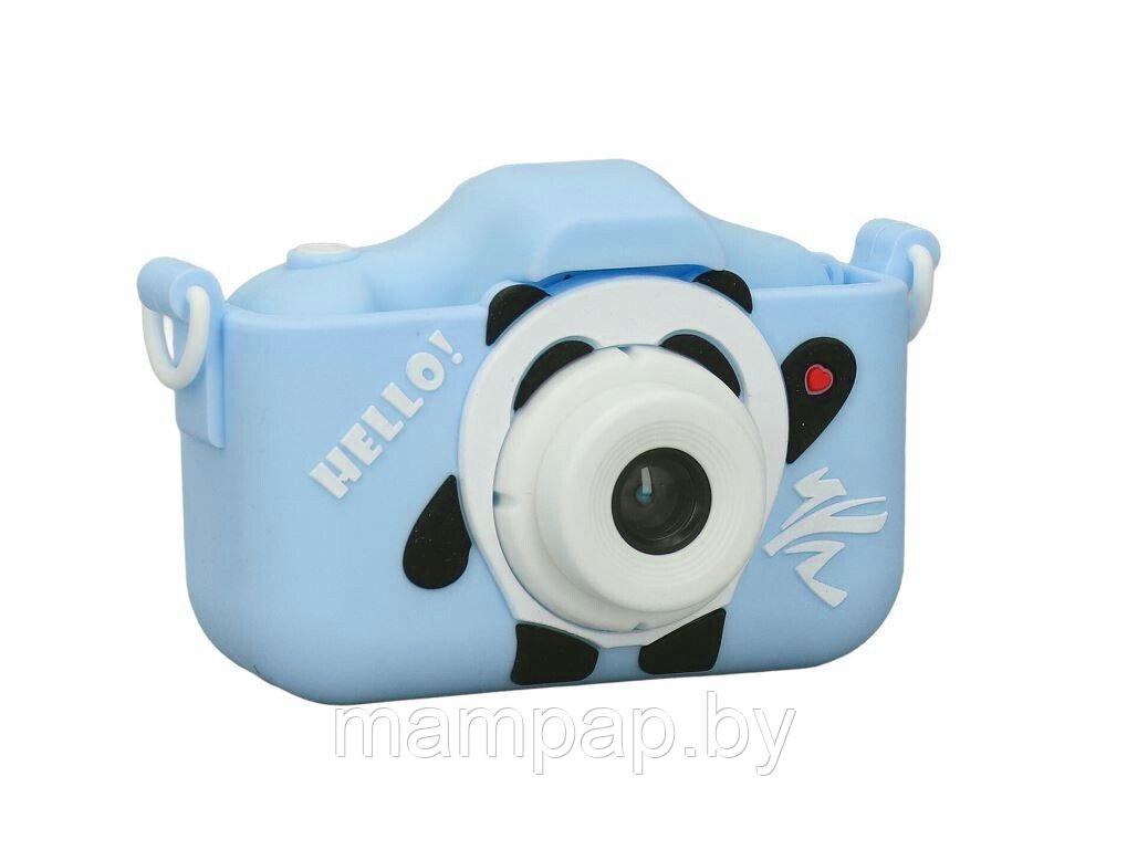 Детский фотоаппарат ПАНДА голубой цвет + селфи камера + встроенная память - фото 2 - id-p196844538