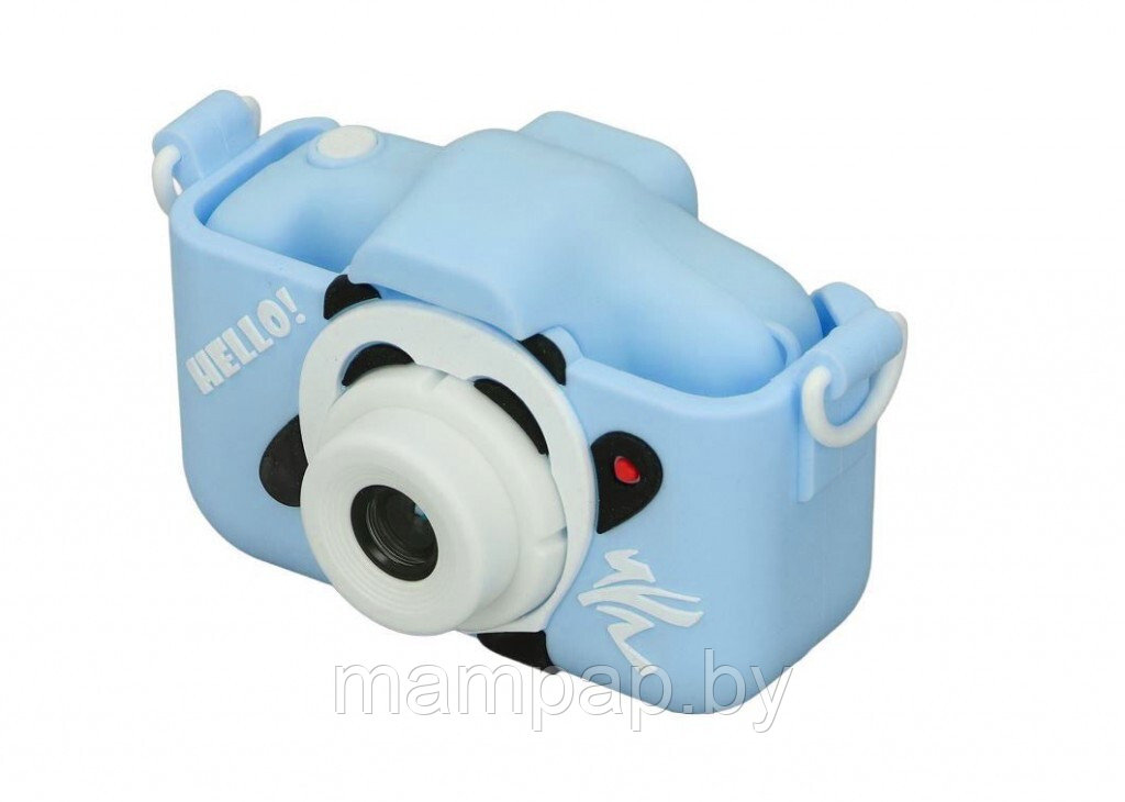 Детский фотоаппарат ПАНДА голубой цвет + селфи камера + встроенная память