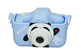 Детский фотоаппарат ПАНДА голубой цвет + селфи камера + встроенная память, фото 3