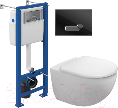 Унитаз подвесной с инсталляцией Duravit Architec Rimless 45720900A1 + S-IN-MZ-VECTOR + P-BU-ACT/Blg/Gl