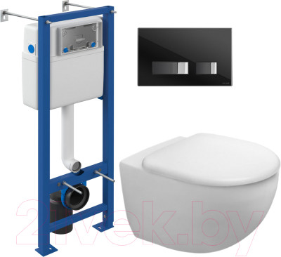 Унитаз подвесной с инсталляцией Duravit Architec Rimless 45720900A1 + S-IN-MZ-VECTOR + P-BU-MOV/Blg/Gl