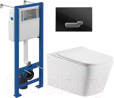 Унитаз подвесной с инсталляцией Aquatek Либра AQ0530-00 + S-IN-MZ-VECTOR + P-BU-ACT/Blg/Gl