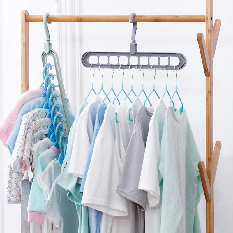 Вешалка для одежды для экономии места в шкафу - вешалка-органайзер на 9 отверстий - плечики, белый 557109 - фото 8 - id-p195646178