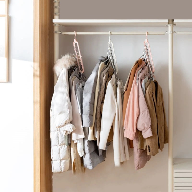 Вешалка для одежды для экономии места в шкафу - вешалка-органайзер на 9 отверстий - плечики, белый 557109 - фото 9 - id-p195646178
