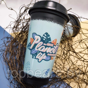 Стакан тамблер для кофе Wowbottles и других напитков с кофейной крышкой, 400 мл Planet life - фото 1 - id-p180192605