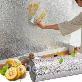Кухонная алюминиевая фольга - стикер (60смх3м) Масло - защитная и огнестойкая Серебро - фото 1 - id-p179795449