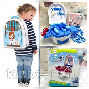 Детский игровой набор 2 в 1 Рюкзак Моя профессия чемоданчик - стол с ножками Доктор (врач)