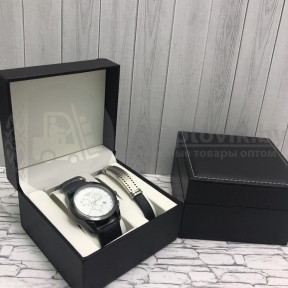 Подарочный набор 2 в 1 мужские кварцевые часы и браслет Модель 26 - фото 1 - id-p144197435