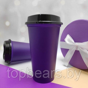 Стакан тамблер Wowbottles с кофейной крышкой для горячих и холодных напитков, 400 мл Фиолетовый - фото 1 - id-p180192612