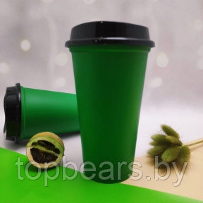 Стакан тамблер Wowbottles с кофейной крышкой для горячих и холодных напитков, 400 мл Зеленый