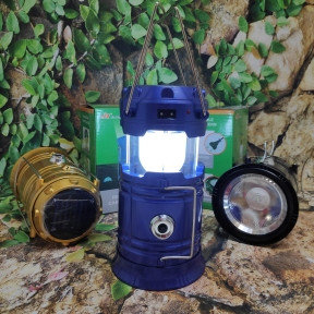 Универсальный складной кемпинговый фонарь 6 LED Solar Camping Lamp JH  5800T с солнечной панелью Синий