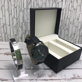 Подарочный набор 2 в 1 мужские кварцевые часы и браслет Модель 11 - фото 1 - id-p144197450
