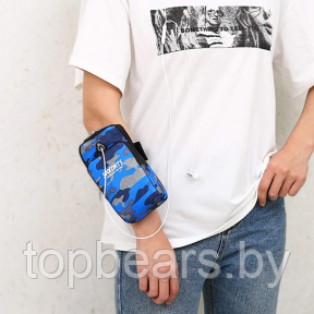 Спортивная сумка чехол SPORTS Music для телефона на руку, камуфляжный принт Синий - фото 1 - id-p179743644