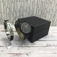 Подарочный набор 2 в 1 мужские кварцевые часы и браслет Модель 18
