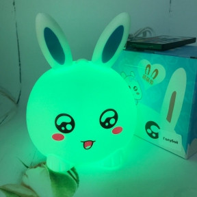 Cветильник ночник из мягкого силикона Белый Кролик LED мультиколор (Пульт управления) Голубой - фото 1 - id-p143513661
