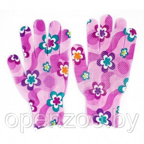 Перчатки нейлоновые тонкие, садовые, с полимерным покрытием ладони и пальцев Розовые - фото 1 - id-p120893107