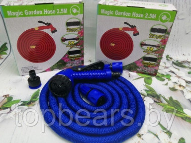 Шланг саморасширяемый садовый для воды Magic Garden Hose (2.8m - 13.5m) NEW ОРИГИНАЛ с пулевизатором Синий - фото 1 - id-p179743708