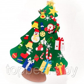 Елочка из фетра с новогодними игрушками липучками Merry Christmas, подвесная, 93 х 65 см Декор В - фото 1 - id-p179744257
