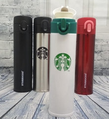 Термос Thermos Starbucks Stainless Steel Flaks, 380 мл. Распродажа  Белый с зеленым логотипом