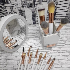 Набор кистей Premium класса с подставкой BH Signature Rose Gold  13 (кистей) Piece Brush Set Нежный мраморно -