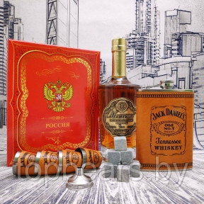 Подарочный набор Jack Daniels: фляжка 255 мл, 4 стопки и металлическая воронка M-39 Оранжево-коричневый
