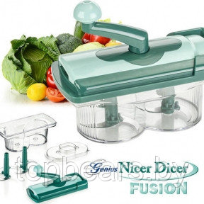 Овощерезка механическая Nicer Dicer Fusion Twist (2 острых ножа с тройным лезвием). Можно использовать для