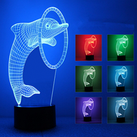 3 D Creative Desk Lamp (Настольная лампа голограмма 3Д, ночник) Дельфин