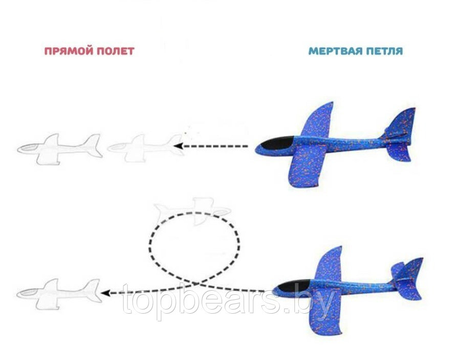 Самолет планер из пенопласта метательный, 35 см Цвет МИКС - фото 6 - id-p179743881
