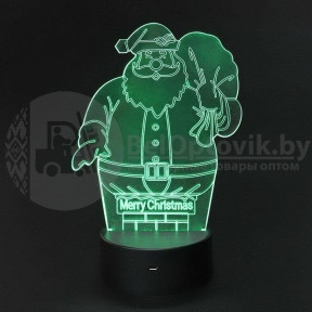 3 D Creative Desk Lamp (Настольная лампа голограмма 3Д, ночник) Merry Christmas (Санта) - фото 1 - id-p119970009