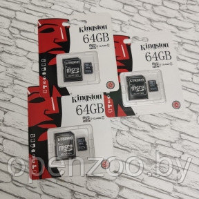 Карта памяти 64GB microSDHC (Kingston 10 классSD адаптер) (Копия) - фото 1 - id-p120328825