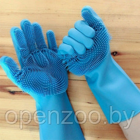 Многофункциональные силиконовые перчатки Magic Brush Синие - фото 1 - id-p120328840