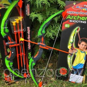 Игровой набор: Светящийся лук и стрелы на присосках Archery Set 881-23A, 6 Зеленый - фото 1 - id-p134235874