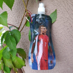 Бутылочка (бутылка - пауч) для воды  мягкая складная с карабином PORTUGAL Ronaldo с защитой от проливания, 480