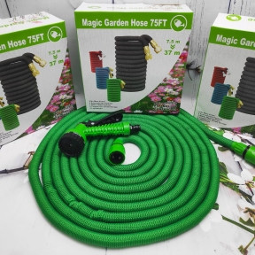 Шланг саморасширяемый садовый для воды Magic Garden Hose (8.5m - 35.3m) NEW ОРИГИНАЛ с пулевизатором Зеленый - фото 1 - id-p155551001