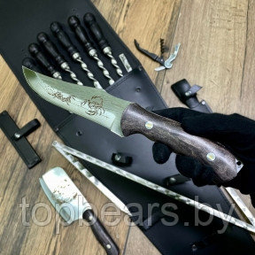 Колчан кожаный Набор для шашлыка и гриля Кизляр России 12 предметов  Black Скорпион, фото 1