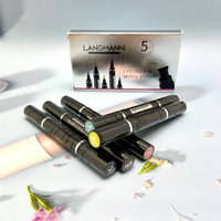 Набор водостойких подводок для глаз Langmanni Eyeliner and Wing Stamp со штампом, 5 цветов