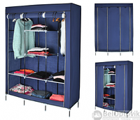 УЦЕНКА Складной шкаф Storage Wardrobe mod.88130 130 х 45 х 175 см. Трехсекционный Синий (темно синий)