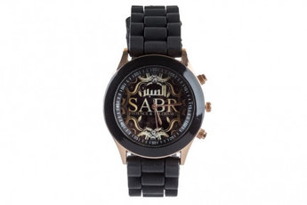 Кварцевые часы SABR на чёрном силиконовом браслете (бол.)