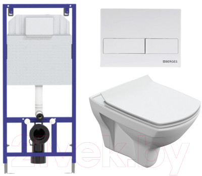 Унитаз подвесной с инсталляцией Cersanit Carina S-MZ-CARINA-XL-COn-S-DL-w + 525 040000 + L4 040014