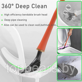 Ершик из эластичного силикона VIP Brush Туалетная плоская щетка для чистки унитаза  Оранжевый, фото 1