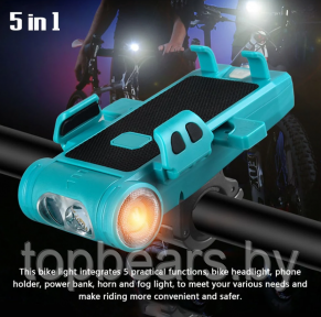 Велосипедный фонарь с держателем для телефона Bicycle Horn Light micro USB, встроенный аккумулятор звонок - фото 1 - id-p184855787