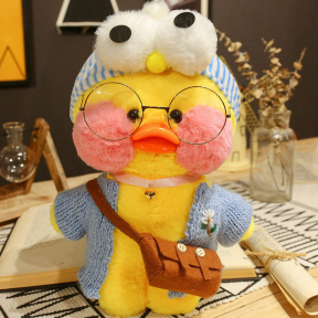 Мягкая игрушка уточка Лалафанфан (Lalafanfan duck), плюшевая уточка кукла в очках TikTok/ТикТок - фото 1 - id-p169547791