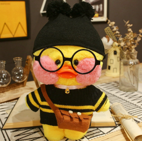 Мягкая игрушка уточка Лалафанфан (Lalafanfan duck), плюшевая уточка кукла в очках TikTok/ТикТок - фото 1 - id-p169547795