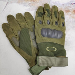 Кевларовые перчатки тактические полнопалые Oakley (Окли) прорезиненный кастет Болотный цвет